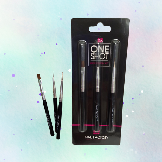 One Shot Nail Art Brush Kit 3 pcs - Nail Factory